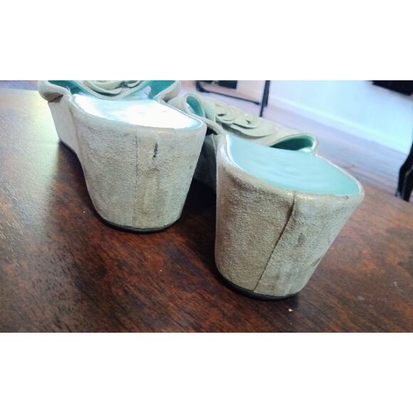 Amalfi By Rangoni Firenze Gold Blue Leather Shoes Wedges Size 81/2 Med GUC - Picture 8 of 9